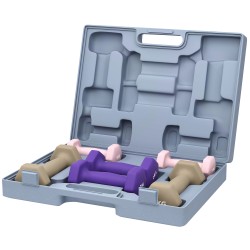 Käsipainosetti terästä 6 kpl 2x1 kg 2x2 kg 2x3 kg kantolaukulla rosa violetti kahvi