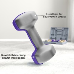 Käsipainosetti terästä 6 kpl (2x1 kg, 2x2 kg, 2x3 kg) kantolaukulla, rosa/violetti/kahvi