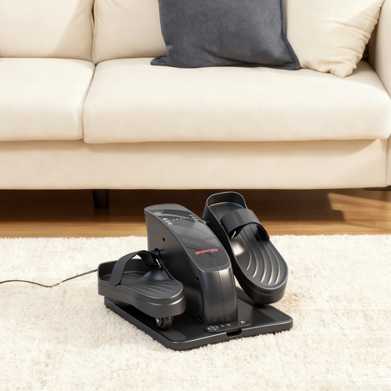 Sähkökäyttöinen mini-kuntolaite / poljinlaite, 12 nopeutta, LED-näyttö, kaukosäädin, musta