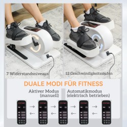 Mini kuntopyörä kotiin pöydän alle, sähköinen ellipsitraineri 12 nopeutta 7 vastustasoa, valkoinen/musta