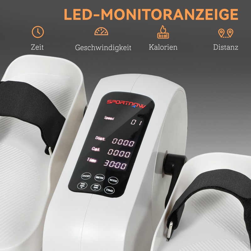 Mini kuntopyörä kotiin pöydän alle, sähköinen ellipsitraineri 12 nopeutta 7 vastustasoa, valkoinen/musta