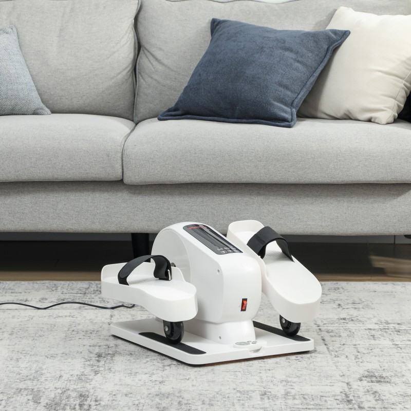 Mini kuntopyörä kotiin pöydän alle, sähköinen ellipsitraineri 12 nopeutta 7 vastustasoa, valkoinen/musta