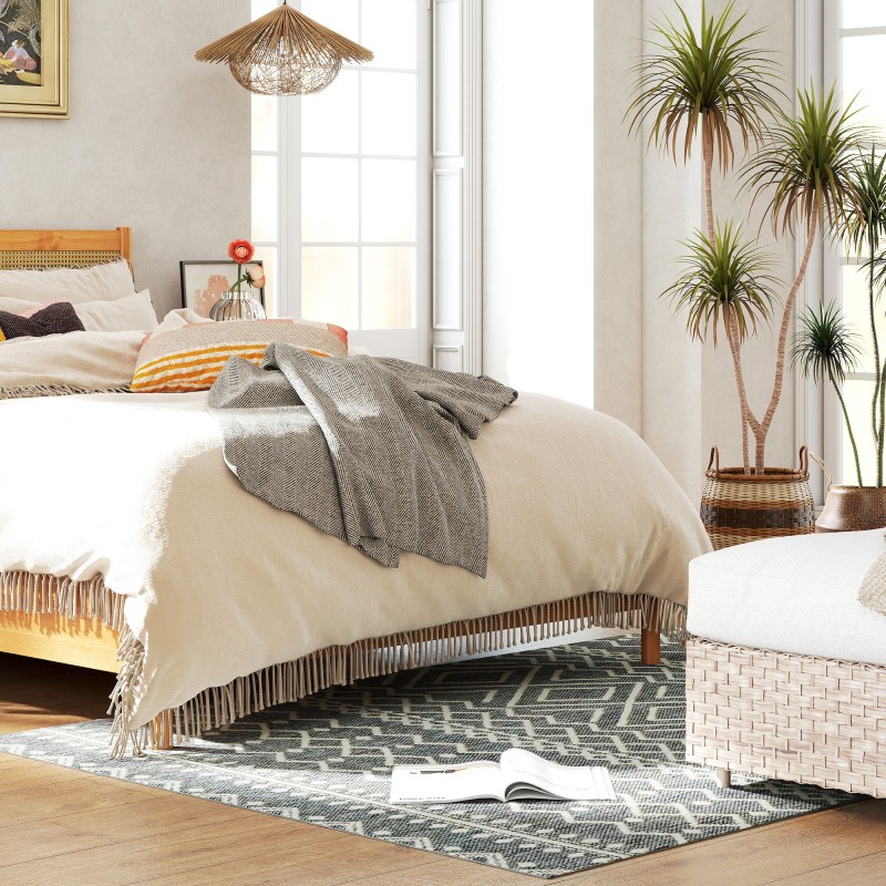 Matto sisä- ja ulkokäyttöön, boho-tyyli, polypropeeni 170 x 120 cm, harmaa