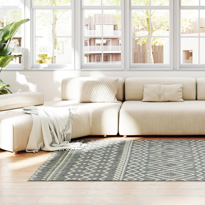 Matto sisä- ja ulkokäyttöön, boho-tyyli, polypropeeni 170 x 120 cm, harmaa