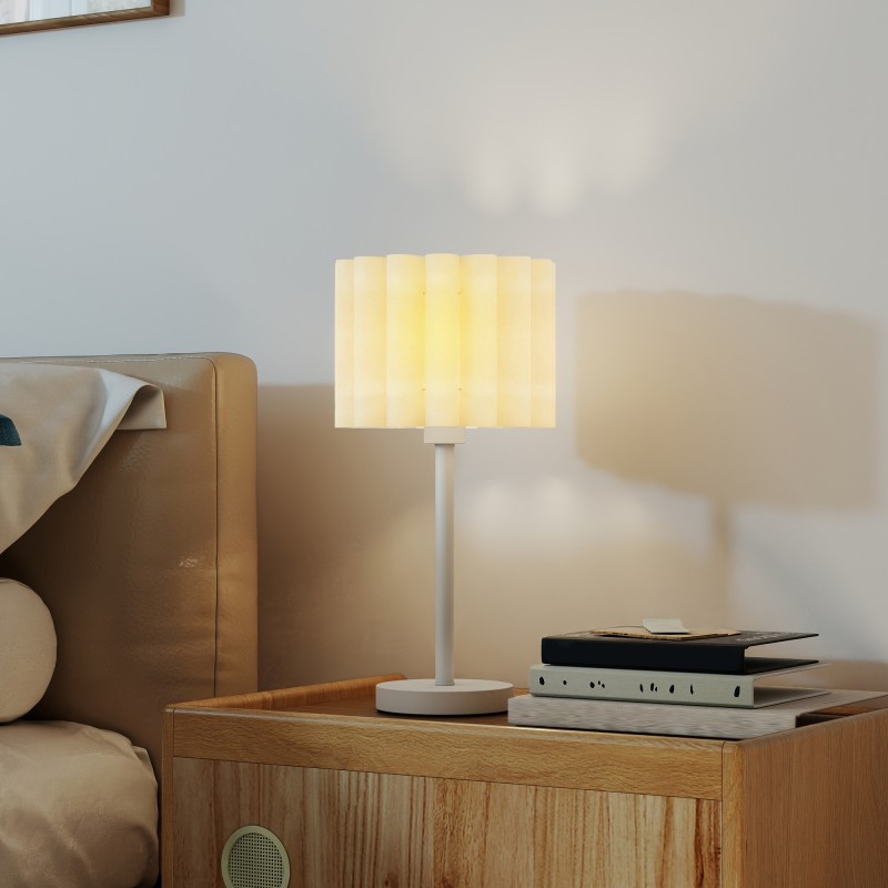 Pöytävalaisin retrotyyliin E27-metalli ja muovi Ø25 x 48,5 cm valkoinen