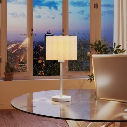 Pöytävalaisin retrotyyliin E27-metalli ja muovi Ø25 x 48,5 cm valkoinen