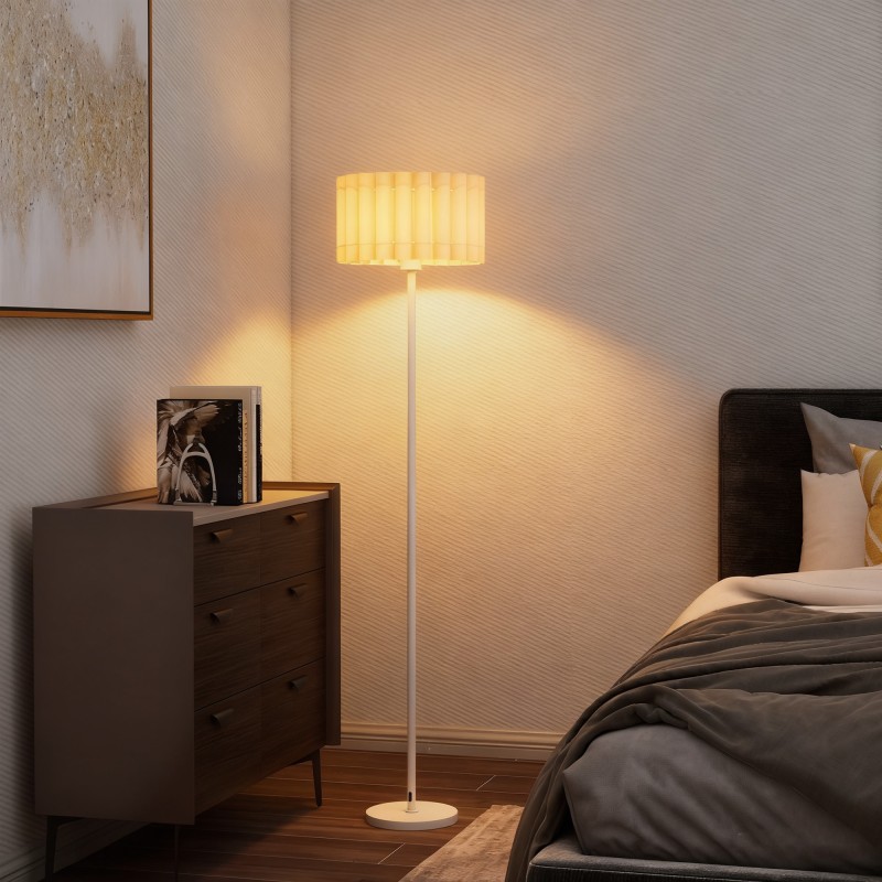 Lattiavalaisin retro-tyyliin muovivarjostimella ja jalkakytkimellä, metalli, valkoinen