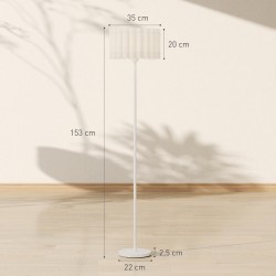 Lattiavalaisin retro-tyyliin muovivarjostimella ja jalkakytkimellä, metalli, valkoinen