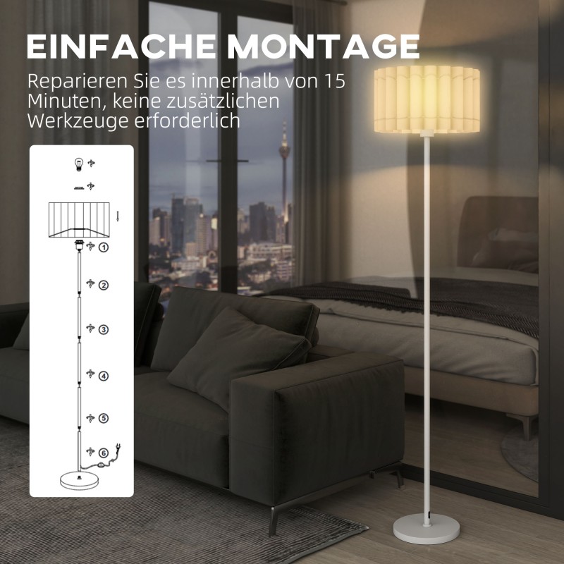 Lattiavalaisin retro-tyyliin muovivarjostimella ja jalkakytkimellä, metalli, valkoinen