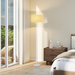 Lattiavalaisin retro-tyyliin muovivarjostimella ja jalkakytkimellä, metalli, valkoinen