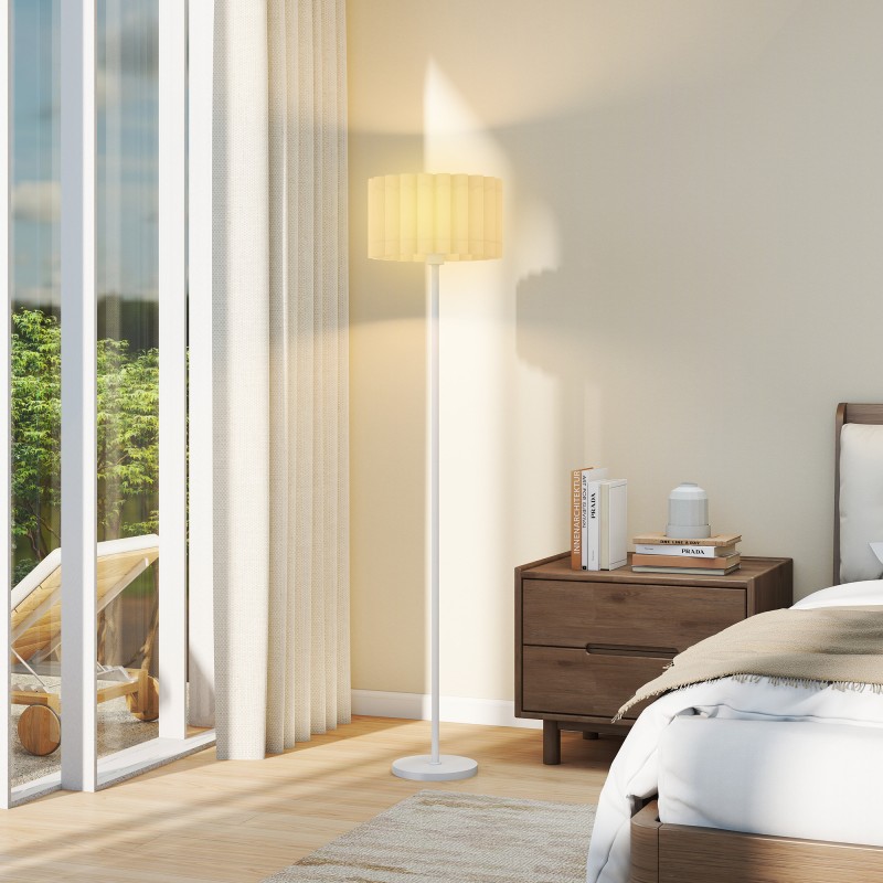 Lattiavalaisin retro-tyyliin muovivarjostimella ja jalkakytkimellä, metalli, valkoinen