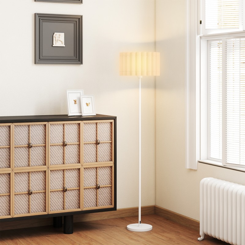 Lattiavalaisin retro-tyyliin muovivarjostimella ja jalkakytkimellä, metalli, valkoinen