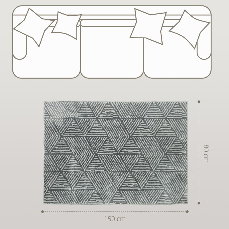 Olohuoneen matto 150 x 80 cm, polypropeeni, pestävä, tummanharmaa