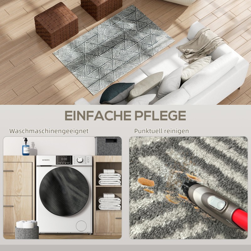 Olohuoneen matto 150 x 80 cm, polypropeeni, pestävä, tummanharmaa