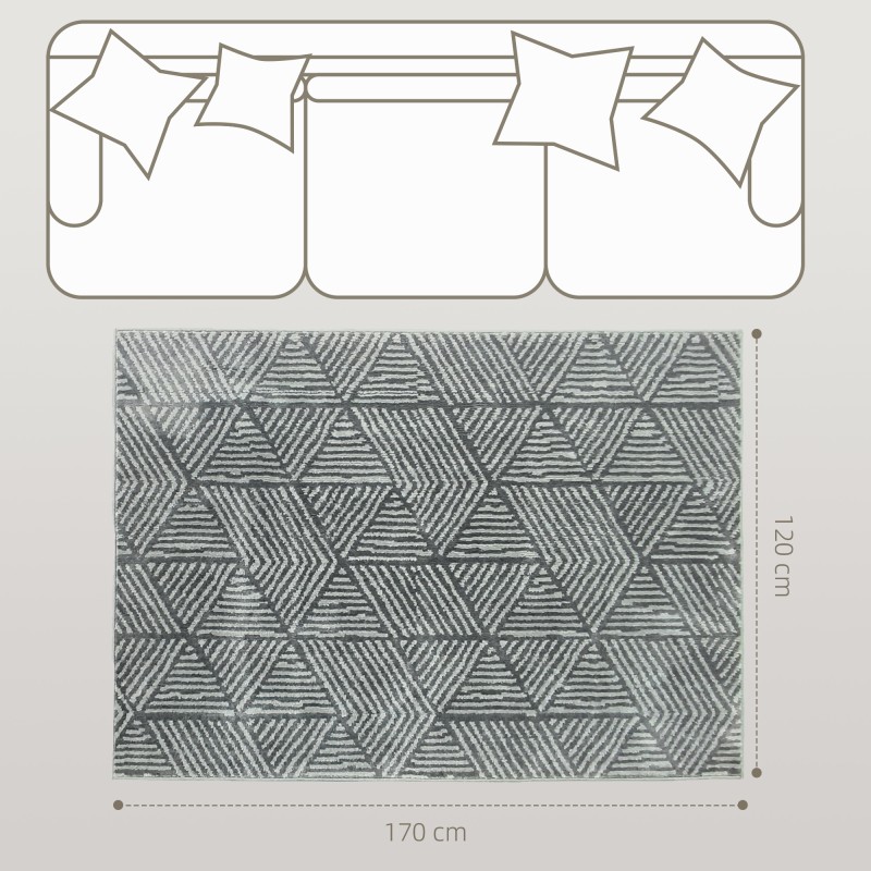 Olohuoneen matto, moderni, polypropeeni, pestävä, 170 x 120 cm, tummanharmaa