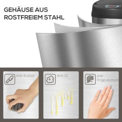 Sensoritoiminen roskis keittiöön 50 l, ruostumaton teräs, soft-close, hopea/musta