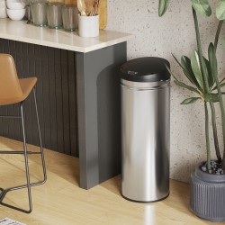 Sensoritoiminen roskis keittiöön 50 l, ruostumaton teräs, soft-close, hopea/musta