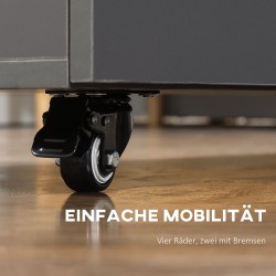 Taittopöytä kaapilla ja pyörillä, lastulevy, 70 x 83 x 75 cm, vaaleanharmaa / tummanruskea