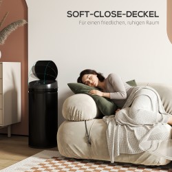 Sensoriroskakori keittiöön 42 l, soft close -kansi, ruostumaton teräs, musta