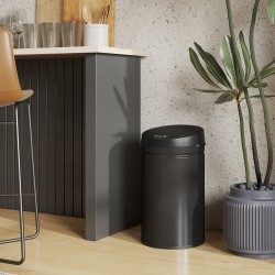 Sensorillinen roska-astia keittiöön, ruostumaton teräs, soft-close, 30 l, musta