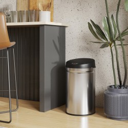 Sensorilla toimiva roskakori keittiöön, ruostumaton teräs, soft close, 30 l, hopea/musta