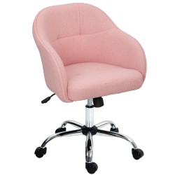 Ergonominen työtuoli kotitoimistoon teddysamettipinta säädettävä 56 x 61 x 76 86 cm rosa