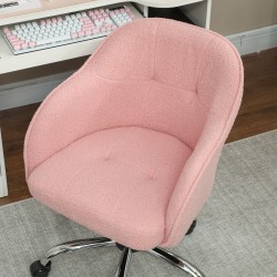 Ergonominen työtuoli kotitoimistoon, teddysamettipinta, säädettävä, 56 x 61 x 76–86 cm, rosa