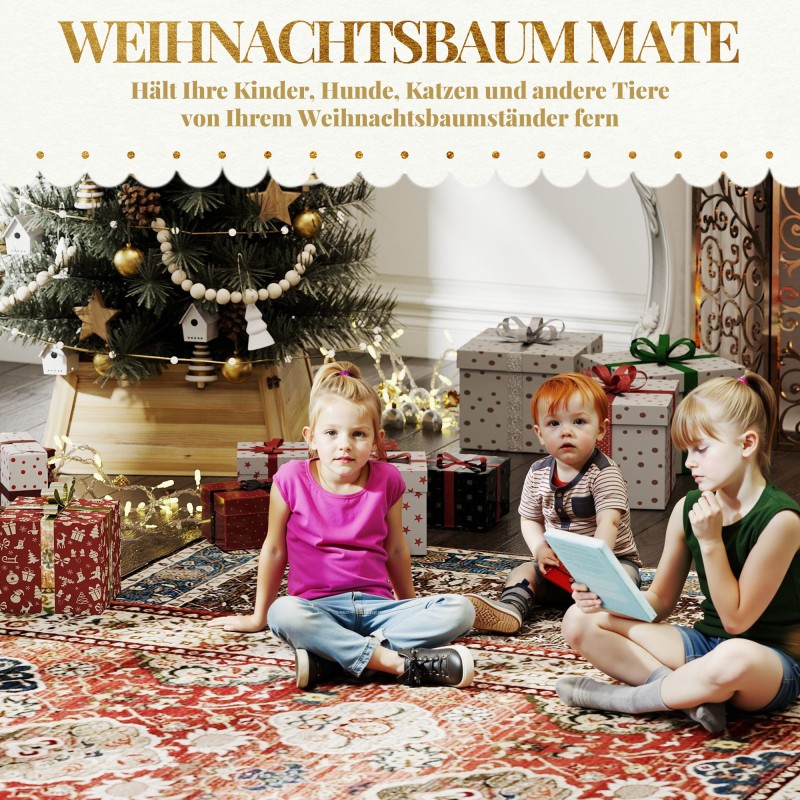 Puinen kuusenjalansuojus joulukuuselle 65 x 65 x 27 cm luonnonpuu kuusipuu