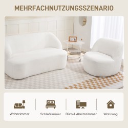 Moderni fleece-verhoiltu nojatuoli olohuoneeseen ja makuuhuoneeseen, cremevalkoinen