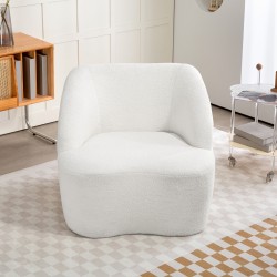 Moderni fleece-verhoiltu nojatuoli olohuoneeseen ja makuuhuoneeseen, cremevalkoinen
