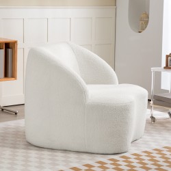 Moderni fleece-verhoiltu nojatuoli olohuoneeseen ja makuuhuoneeseen, cremevalkoinen
