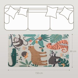 Fleece-matto viidakkokuosilla 150 x 80 cm sherpa-polyesteri kermanvaalea monivärinen