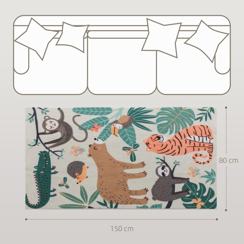 Fleece-matto viidakkokuosilla 150 x 80 cm sherpa-polyesteri kermanvaalea monivärinen