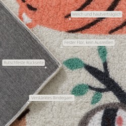 Fleece-matto viidakkokuosilla 150 x 80 cm sherpa-polyesteri kermanvaalea monivärinen