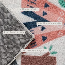 Lasten leikkimatto tiekuviolla, sherpa-fleece, liukuestepohja, 160 x 120 cm, monivärinen