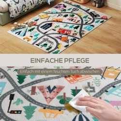 Lasten leikkimatto tiekuviolla, sherpa-fleece, liukuestepohja, 160 x 120 cm, monivärinen