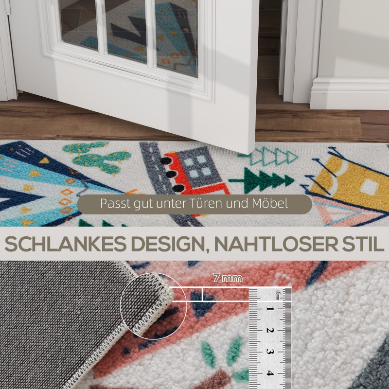 Lasten leikkimatto tiekuviolla, sherpa-fleece, liukuestepohja, 160 x 120 cm, monivärinen