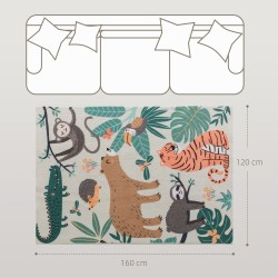 Fleece-matto sherpa, viidakkokuvio, 160 x 120 cm, kermanvaalea ja monivärinen