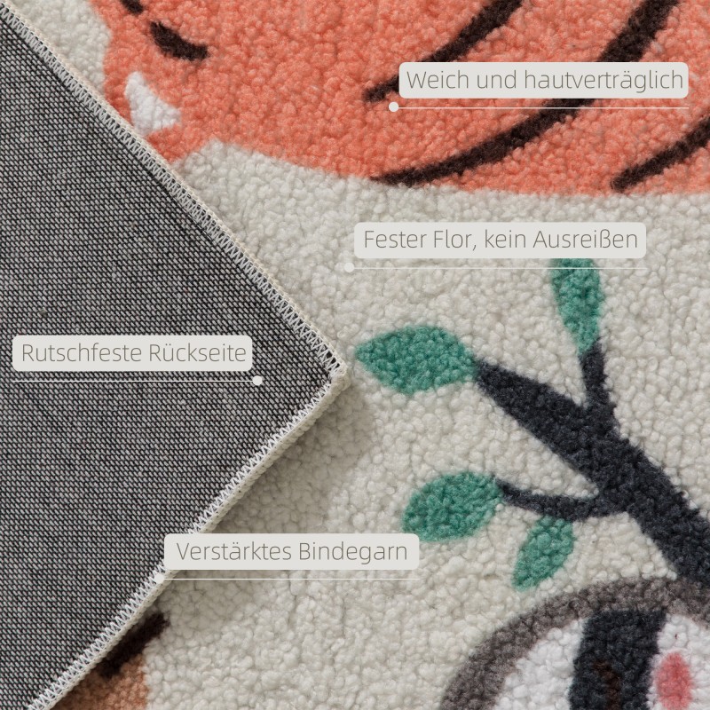 Fleece-matto sherpa, viidakkokuvio, 160 x 120 cm, kermanvaalea ja monivärinen