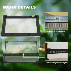 Lasiterraario matelijoille ja sammakkoeläimille 30 x 30 x 30 cm, musta, vesitiivis korotettu pohja, lukittava ovi