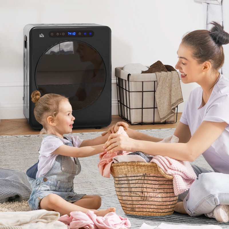 Kompakti kuivausrumpu 3 kg, 40–60 °C, 2 ohjelmaa, kosketusohjaus, musta