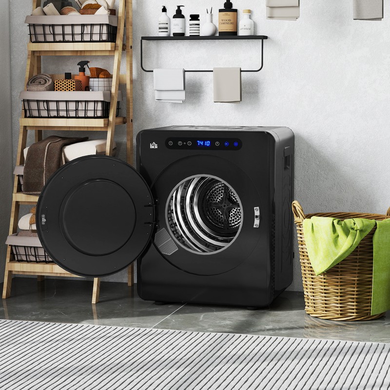 Kompakti kuivausrumpu 3 kg, 40–60 °C, 2 ohjelmaa, kosketusohjaus, musta