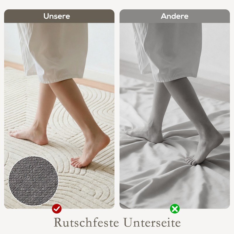 Nukkamatto olohuoneeseen, konekudottu polyesteri 200 x 140 cm, 15 mm, kerma