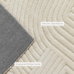 Nukkamatto olohuoneeseen, konekudottu polyesteri 200 x 140 cm, 15 mm, kerma