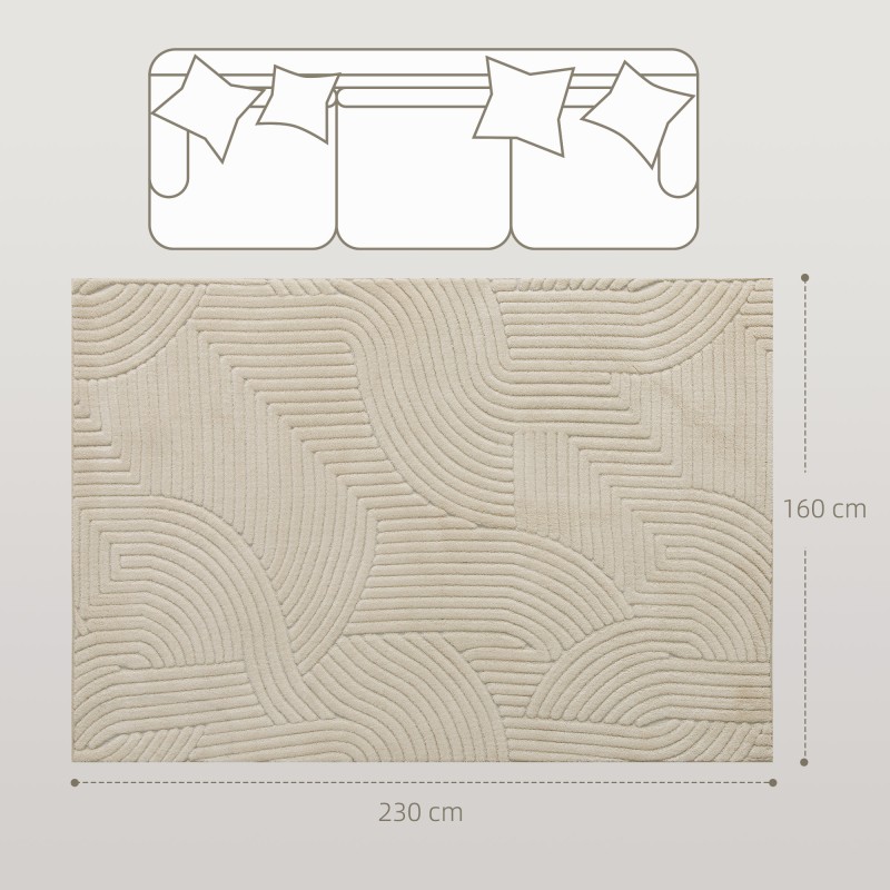 Matto olohuoneeseen 230x160 cm, konekudottu, 15 mm nukka, liukuestepohja, creme