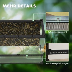 Matelijaterraario lasia 48 l etuovilla ja verkkokannella kivitausta 50 x 30 x 35 cm musta