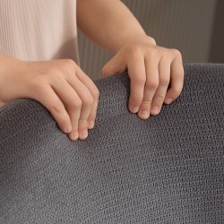 Korkeaselkäinen siipinojatuoli, paksu verhoilu, metallijalat, tummanharmaa