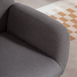 Korkeaselkäinen siipinojatuoli, paksu verhoilu, metallijalat, tummanharmaa