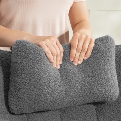 Keinutuoli ja jalkarahi, fleece-verhoilu, teräsrunko ja pyökkipuu, tummanharmaa