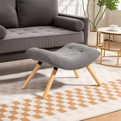 Jalkarahi olohuoneeseen ja makuuhuoneeseen, fleecepäällinen, puujalat, 67 x 45 x 38 cm, tummanharmaa